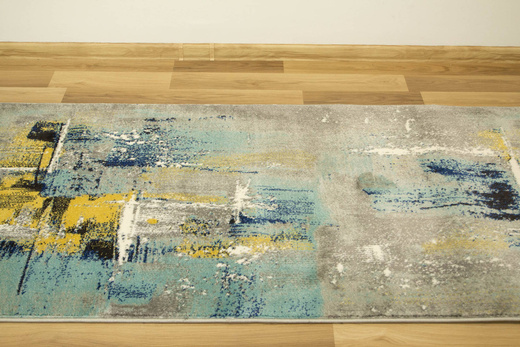 Chodnik Victoria 7657A l.grey/grey Abstrakcyjny Niebieski Żółty Szary szerokość 80 cm