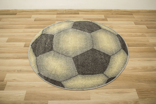 Okrągły Dywan Lima G758A l.grey/yellow Piłka Football Grafit Żółty Melanż