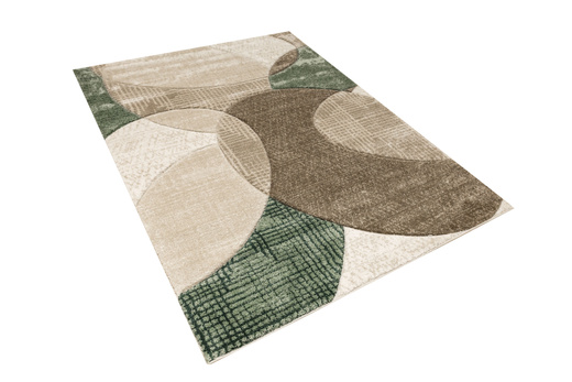 Dywan Kandy N390A d.beige/emeral Butelkowa Zieleń Beż Elipsy Fryz