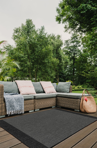 Dywan Dwustronny Sznurkowy Brussels 205664/11010 night silver Grafit Szary Pasy Outdoor