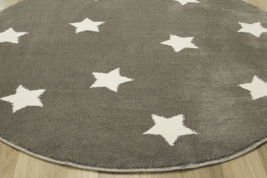 Okrągły dywan Karo 6066A white/mink 31 Szarobrązowy Krem Gwiazdki