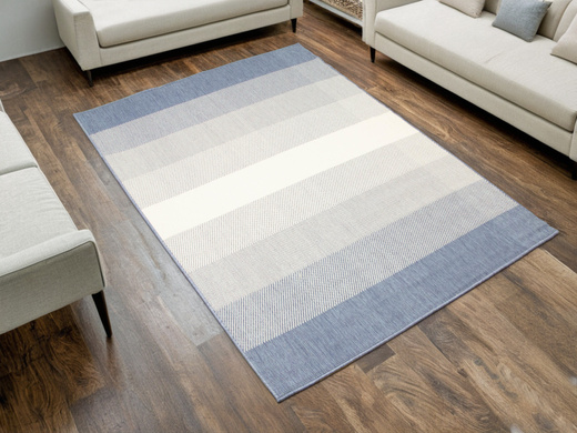 Dywan Dwustronny Sznurkowy Brussels 205248/10310 Ocean Niebieski Krem Pasy Outdoor