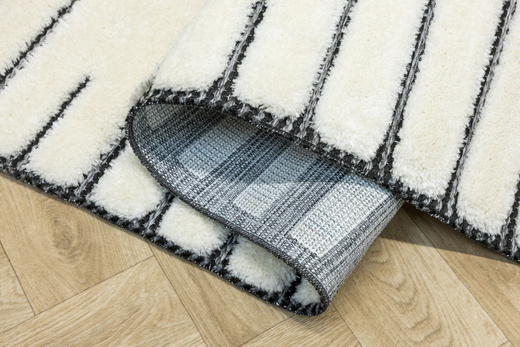 Dywan Shaggy Lula Soft IM43A Black/Bone Romby Krem Czarny Grafit