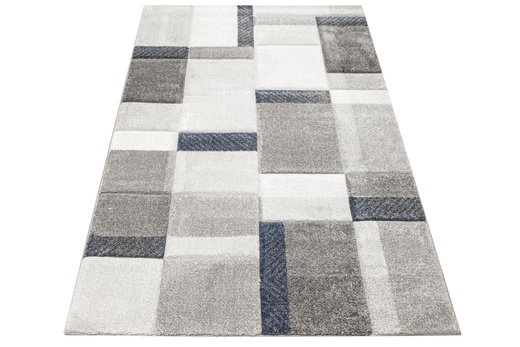 Dywan Kandy N411A l.grey/navy Szary Granatowy Geometria Fryz