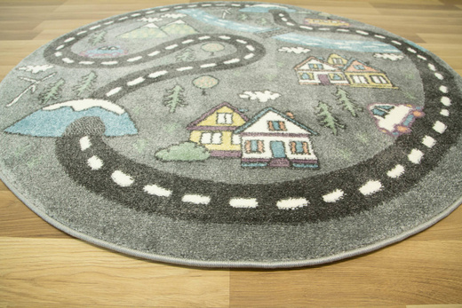 Okrągły Dywan Lima E182A l.grey/d.grey Uliczki Góry Rzeka