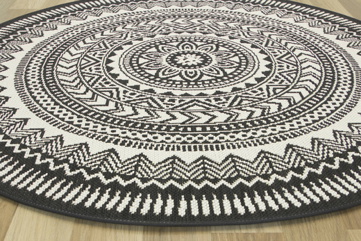 Okrągły Dywan Sznurkowy Split 48695/690 Antracyt Beż Rozeta
