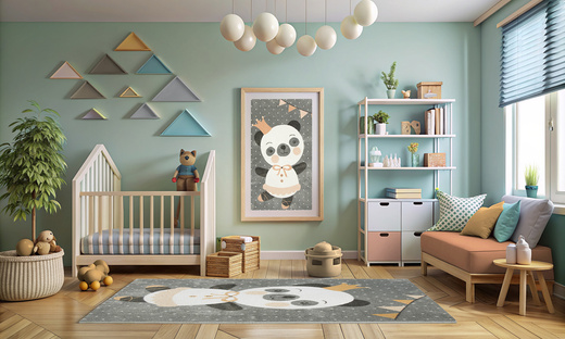Dywan Dziecięcy Lima C883A l.grey/cream Różowy Szary Baletnica Panda
