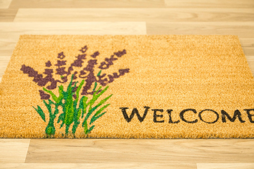Antypoślizgowa Wycieraczka Kokosowa Kolor Welcome Lawenda