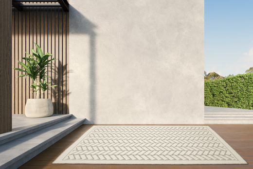 Dywan Dwustronny Sznurkowy Brussels 205855/10010 Silver Szary Krem Cegiełki Jodełka Outdoor