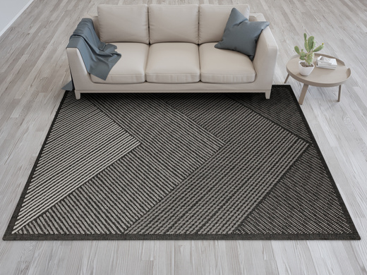 Dywan Dwustronny Sznurkowy Brussels 205942/10120 Night Antracyt Szary Trójkąty Outdoor