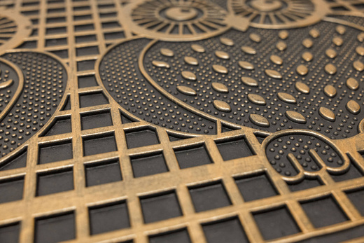 Wycieraczka gumowa kolor M45 antypoślizgowa złota czarna sowy