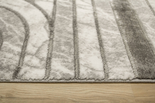 Dywan Felix 9304A grey/grey Lśniący Marmur Srebrzysty Szary Półkola Pasy