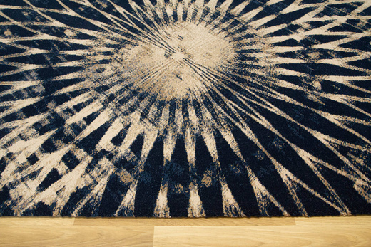 Wełniany Dywan Tempo-B Domio Denim Granatowy Beżowy Rozeta