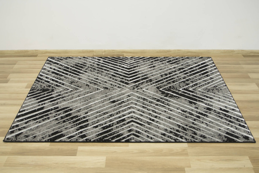 Lśniący Dywan Allora Plus B832A black/grey Czarny Srebrny Przecierany Linie
