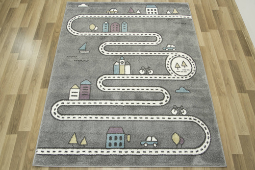 Dywan Dziecięcy Lima C263A l.grey/cream Uliczki Domki Drzewka
