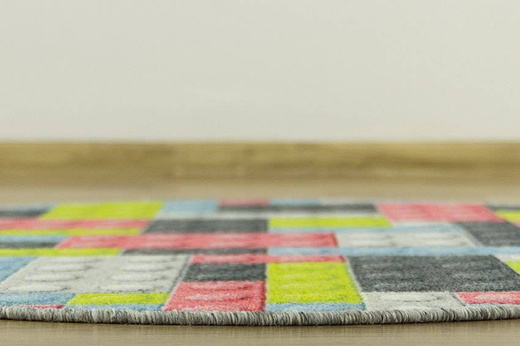 Okrągły Dywan Pastelowe Klocki Koło