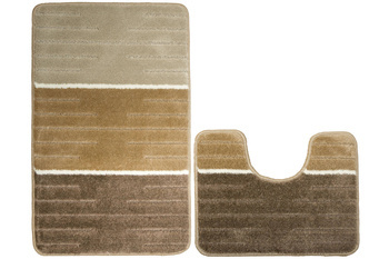 Komplet 2-częściowy Łazienkowy Como Beige Beżowy Krem Pasy