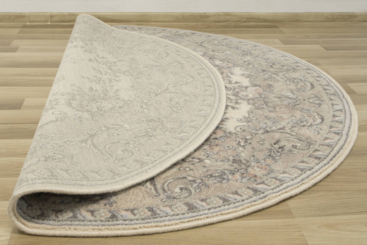 Okrągły Wełniany Dywan Isfahan Dafne Alabastrowy