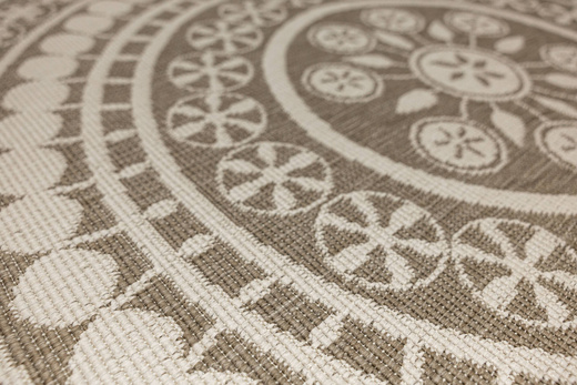 Okrągły Dwustronny Dywan Sznurkowy Brussels 205626/10610 linen Beż Krem Rozeta Outdoor