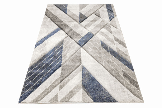 Dywan Kandy N405A l.grey/navy Szary Granatowy Geometria Romby Fryz