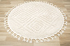 Okrągły Dywan Berber 7061 Ivory Krem Romby 3D z frędzlami