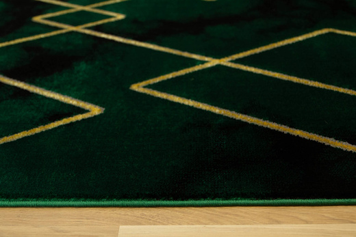 Dywan Diamond K4421Y green Ciemna Butelkowa Zieleń Złoty Romby
