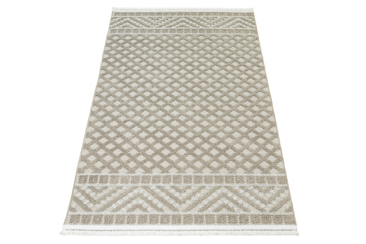 Dywan Milano 027 vizon/beige Beż Krem Romby Frędzelki