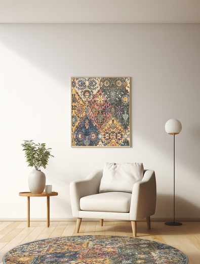 Antypoślizgowy dywan okrągły Modern Classic 19 Ornament Vintage