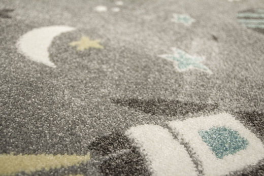 Pastelowy Dywan Dziecięcy C276A l.grey/cream Rakiety Kosmos Szary
