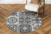 Antypoślizgowy Okrągły Dywan Patchwork Szary  