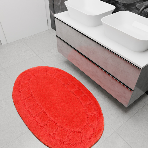Dywanik Łazienkowy Antypoślizgowy Ocean Red Czerwony Owalny
