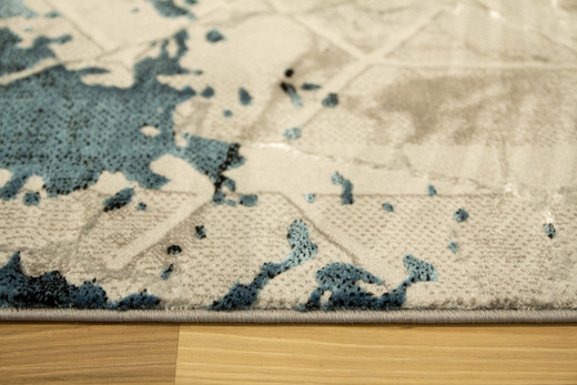 Lśniący Dywan Allora Plus B919A l.grey/blue Marmur Trójkąty Szary Turkus