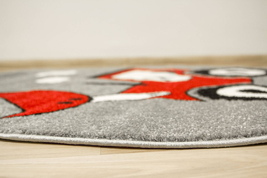Okrągły Dywan Lima G753A l.grey/l.red Traktor Czerwony Szary
