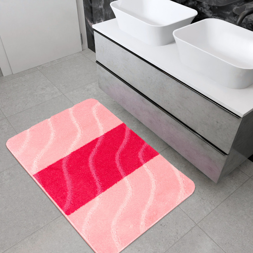 Dywanik Łazienkowy Fiori Pink Pasy Fale