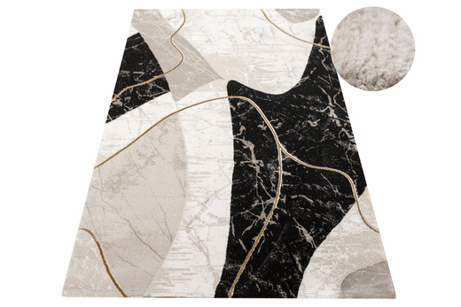 Dywan Kashmir KR205S Black/Vizon Marmur Czarny Złoty