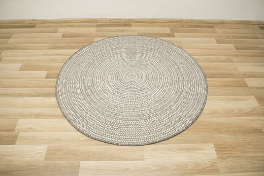 Okrągły Dwustronny Dywan Sznurkowy Brussels 205580/10010 silver Szary Krem Okręgi Outdoor