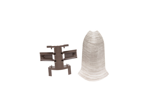 Narożnik zewnętrzny i element mocujący (rak) do listwy przypodłogowej Premium Cezar 142 Jesion Baltimore Mat