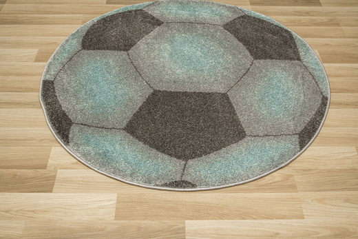 Okrągły Dywan Lima G758A l.grey/blue Piłka Football Grafit Turkus Melanż