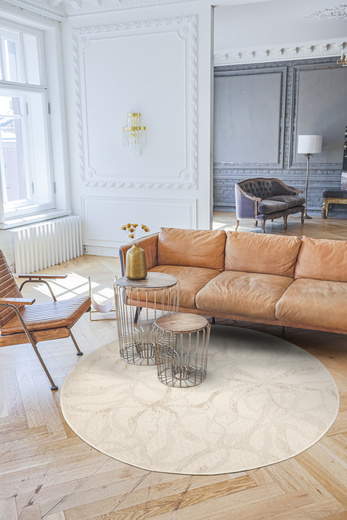 Okrągły Dywan Sznurkowy Haga 04720A l.grey/cream Szary Beż Krem Kwiaty Outdoor