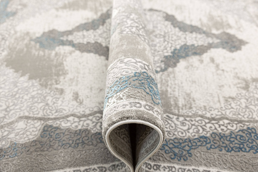 Lśniący Dywan Allora Plus B827B l.grey/grey Srebrzysty Szary Niebieski Ornament