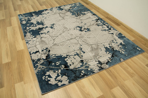 Lśniący Dywan Allora Plus B919A l.grey/blue Marmur Trójkąty Szary Turkus