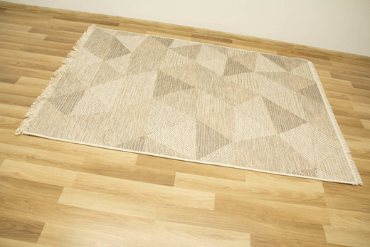 Dywan Sznurkowy Oria 529/YV7-Z Beż Szary Krem Trójkąty Gruby Splot