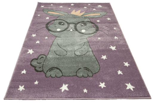 Dywan Dziecięcy Lima 9377C lila/l.grey Fiolet Szary Króliczek w Okularach