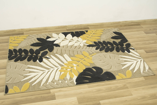 Dywan Sznurkowy Dwupoziomowy Reni 24509/632 Liście Krem Czerń Miód