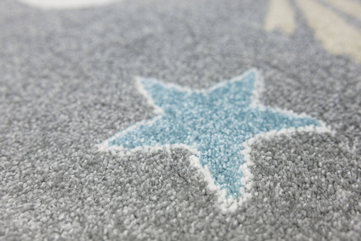 Okrągły Dywan Dziecięcy Lima C276A l.grey/cream Rakiety Kosmos Szary