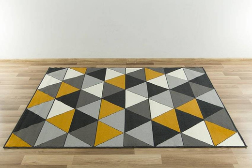 Dywan Luna 502902/89925 d.grey musztardowe trójkąty