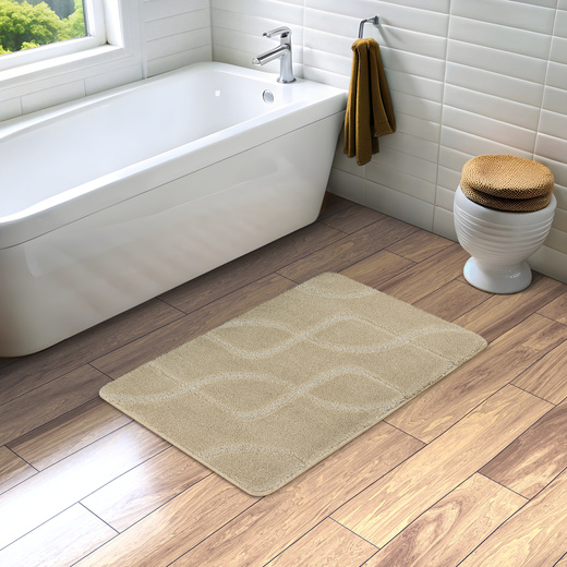 Dywanik Łazienkowy Antypoślizgowy Ivona Light Beige Jasny Beż Linie