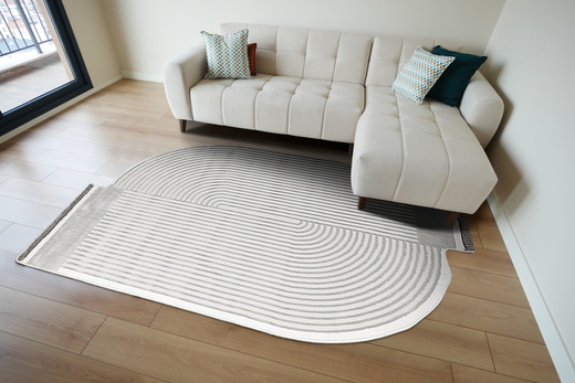 Dywan Selena GS007G Grey/Grey Szary Krem Paski Ksztalt