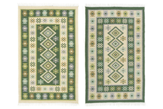 Dwustronny Dywanik Chodniczek Kilim Romby Zielony