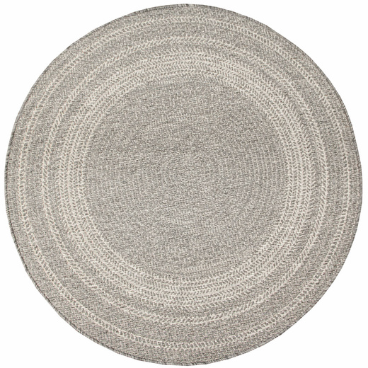 Okrągły Dwustronny Dywan Sznurkowy Brussels 205670/10010 Silver Szary Krem Kółka Outdoor